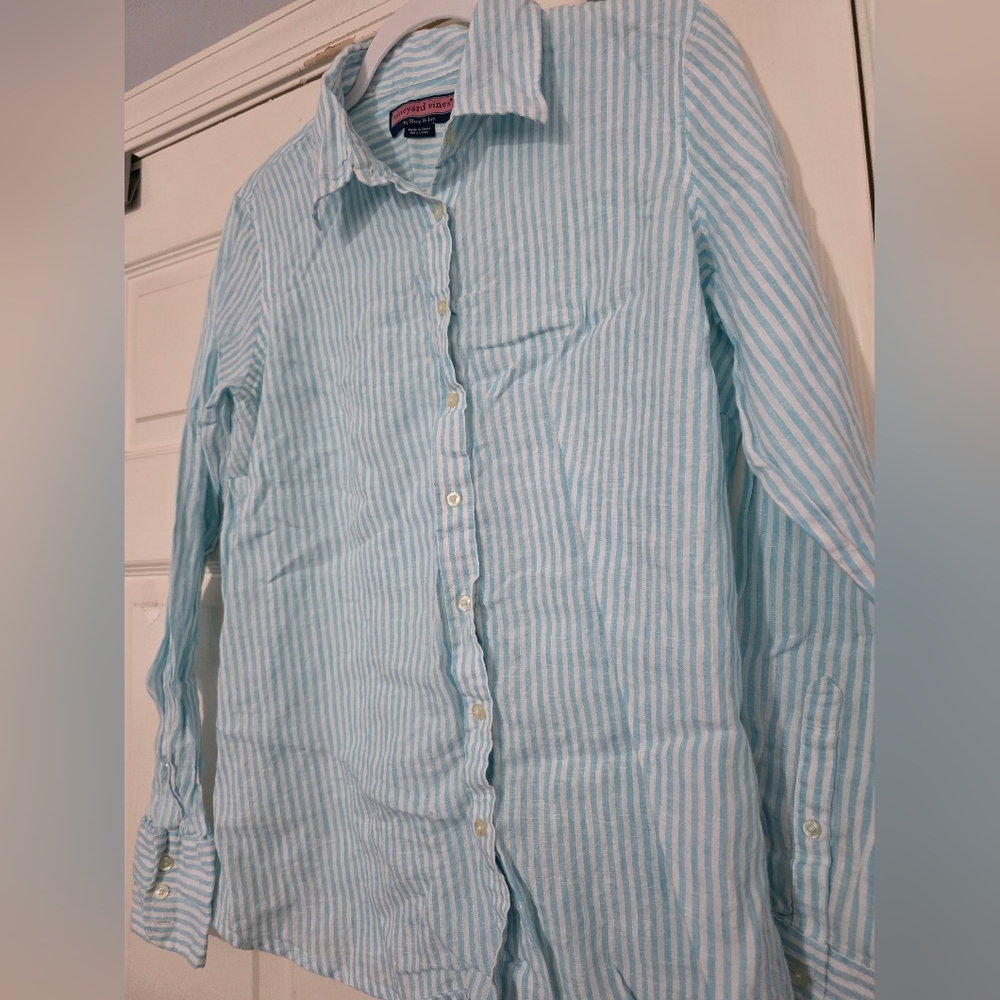 SOLD OUT Vineyard Vines Shep & Ian Womens Button Down Long Blue Striped
